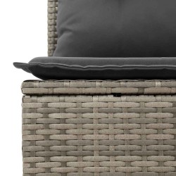 Ensemble de Canapé de Jardin 3 Pièces avec Coussins Gris Poly Rattan 