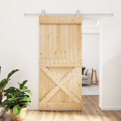 Porte coulissante et kit de quincaillerie 95x210 cm pin massif 