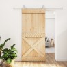 Porte coulissante et kit de quincaillerie 95x210 cm pin massif 