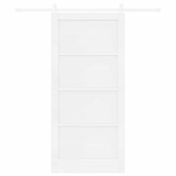 Porte Coulissante avec Kit Blanc 93x202 cm Bois Massif Pin 