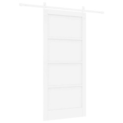 Porte Coulissante avec Kit Blanc 93x202 cm Bois Massif Pin 
