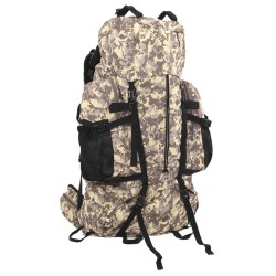 Sac à dos de randonnée marron camouflage 100 L tissu oxford 
