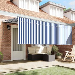 Auvent Rétractable Rayé Bleu et blanc Anthracite 350 x 200 cm 