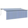 Auvent Rétractable Rayé Bleu et blanc Anthracite 350 x 200 cm 