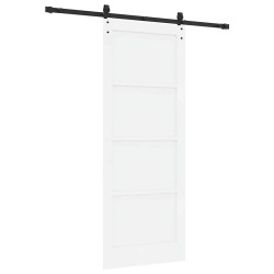 Porte coulissante avec matériel blanc 83x211 cm en bois massif de pin 