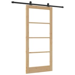Porte Coulissante avec Ensemble de Quincaillerie 'ORKDAL'Bois Massif & Verre 