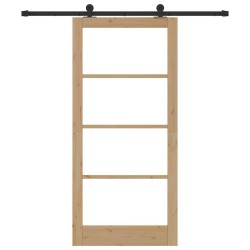 Porte Coulissante avec Ensemble de Quincaillerie 'ORKDAL'Bois Massif & Verre 