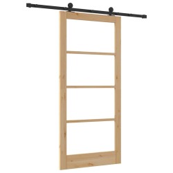 Porte Coulissante avec Ensemble de Quincaillerie 'ORKDAL'Bois Massif & Verre 