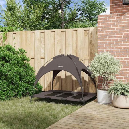 Lit pour chien surélevé avec toit amovible Marron XL Acier 