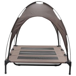 Lit pour chien surélevé avec toit amovible Marron XL Acier 