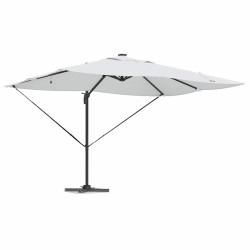 Parasol cantilever Roma avec LEDs en sable, 352 x 251 x 265 cm, en aluminium 