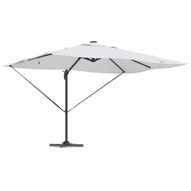 Parasol cantilever Roma avec LEDs en sable, 352 x 251 x 265 cm, en aluminium 