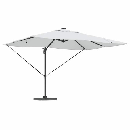 Parasol cantilever Roma avec LEDs en sable, 352 x 251 x 265 cm, en aluminium 