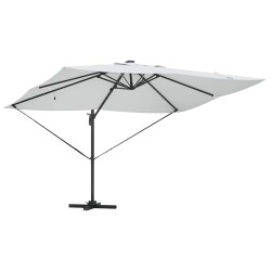 Parasol cantilever Roma avec LEDs en sable, 352 x 251 x 265 cm, en aluminium 