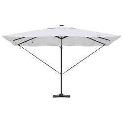Parasol cantilever Roma avec LEDs en sable, 352 x 251 x 265 cm, en aluminium 
