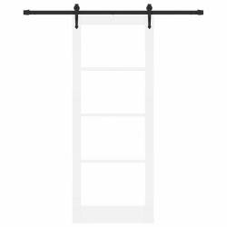 Porte coulissante avec kit de matériel Blanche 83x211 cm en bois massif de pin 