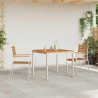 Chaises de jardin empilables 2 pièces en bois massif teck et acier inoxydable 