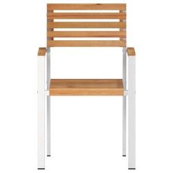 Chaises de jardin empilables 2 pièces en bois massif teck et acier inoxydable 