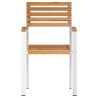 Chaises de jardin empilables 2 pièces en bois massif teck et acier inoxydable 