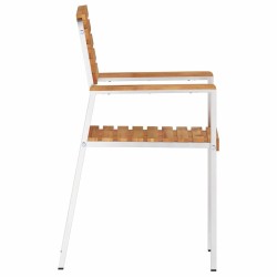 Chaises de jardin empilables 2 pièces en bois massif teck et acier inoxydable 