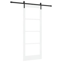 Porte Coulissante avec Ensemble de Quincaillerie 'ORKDAL'Bois Massif Blanc et Verre 