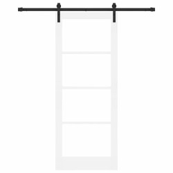 Porte Coulissante avec Ensemble de Quincaillerie 'ORKDAL'Bois Massif Blanc et Verre 