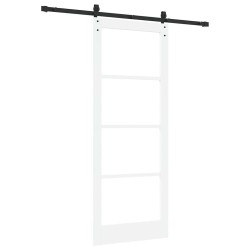 Porte Coulissante avec Ensemble de Quincaillerie 'ORKDAL'Bois Massif Blanc et Verre 