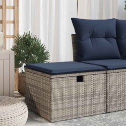 Tabouret de jardin avec coussin Gris 55x55x37 cm en Poly Rattan 