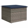 Tabouret de jardin avec coussin Gris 55x55x37 cm en Poly Rattan 