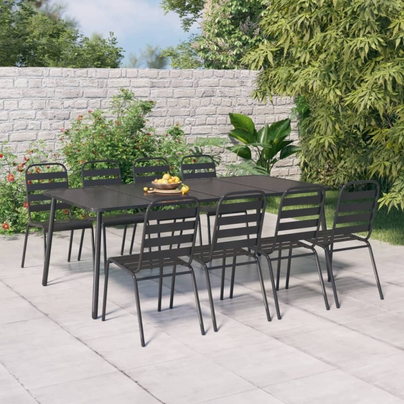 Table de jardin anthracite 200x100x71 cm acier 