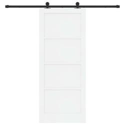 Porte coulissante avec kit de quincaillerie "ORKDAL" Bois massif blanc en pin 