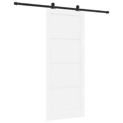 Porte coulissante avec kit de quincaillerie "ORKDAL" Bois massif blanc en pin 