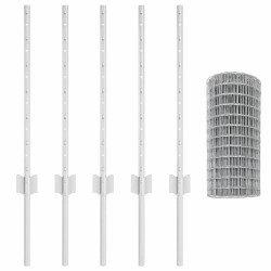 Clôture Euro avec 5 poteaux U Argent 0,6x10 m Acier 