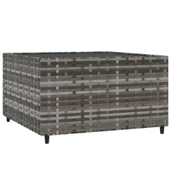 Table basse de jardin carré gris 50x50x30 cm résine tressée 