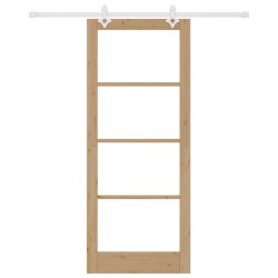 Porte Coulissante avec Matériel 86x211 cm Bois Massif en Pin 