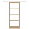 Porte Coulissante avec Matériel 86x211 cm Bois Massif en Pin 
