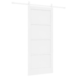 Porte coulissante avec quincaillerie blanche 86x198,5 cm en bois massif de pin 