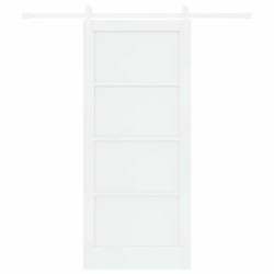 Porte coulissante avec quincaillerie blanche 86x198,5 cm en bois massif de pin 