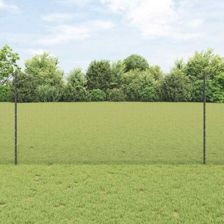 Clôture en fil soudé avec 44 poteaux en U gris 1.2x50 m acier 