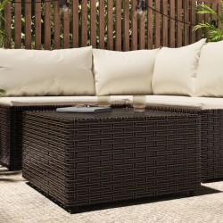 Table basse de jardin carré marron 50x50x30 cm résine tressée 