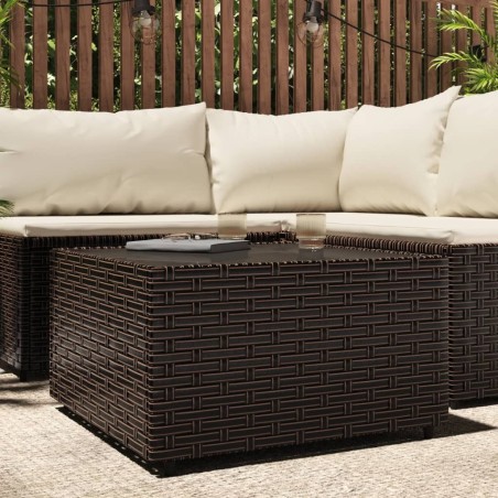 Table basse de jardin carré marron 50x50x30 cm résine tressée 