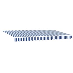 Auvent Rétractable Rayé Bleu et blanc Blanc 350 x 200 cm 