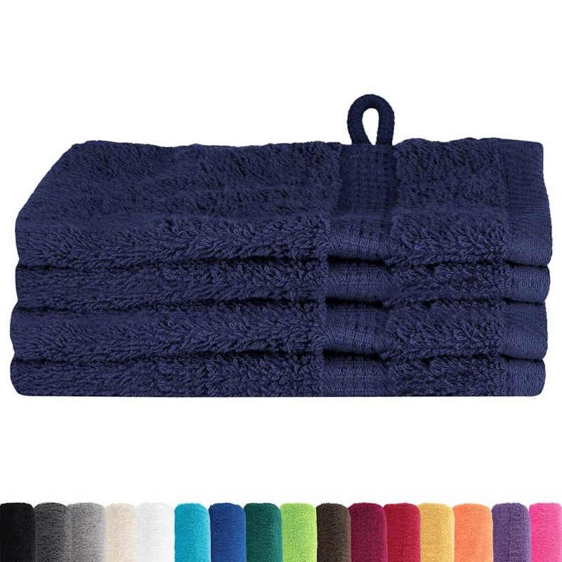 Gants de toilette 4 pcs Bleu marine 15 x 21 cm Coton 