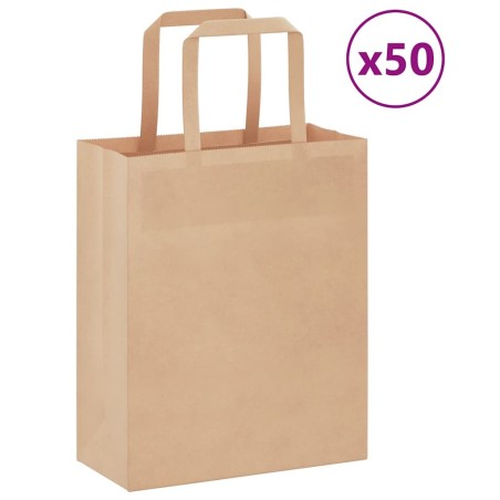 Sacs en papier 50 pcs avec poignées marron 18x8x22 cm 