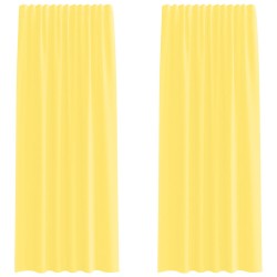Rideaux en voile avec passe-tringles 2 pcs jaune 