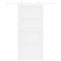 Porte Coulissante avec Ensemble de Quincaillerie Blanche 93x202 cm Bois Massif Pin 