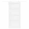Porte Coulissante avec Ensemble de Quincaillerie Blanche 93x202 cm Bois Massif Pin 