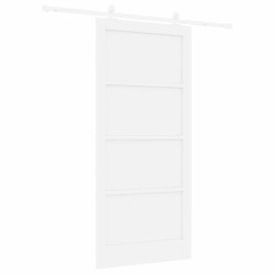 Porte Coulissante avec Ensemble de Quincaillerie Blanche 93x202 cm Bois Massif Pin 