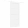 Porte Coulissante avec Ensemble de Quincaillerie Blanche 93x202 cm Bois Massif Pin 