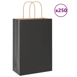 Sacs en papier 250 pcs avec poignées noir 21x11x31 cm 